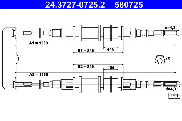 Cable Pull, parking brake (24.3727-0725.2)
