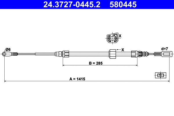 Cable Pull, parking brake (24.3727-0445.2)