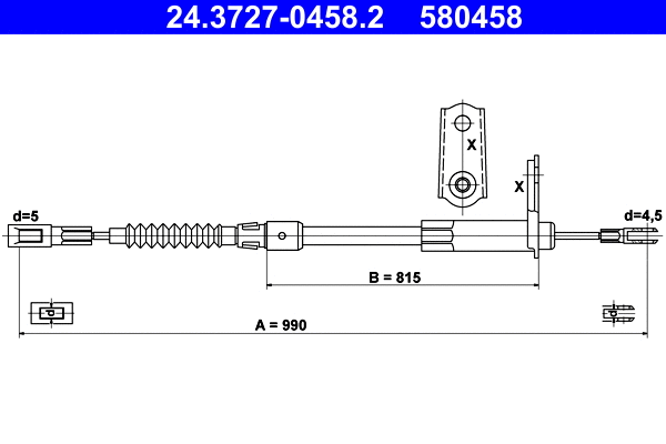 Cable Pull, parking brake (24.3727-0458.2)