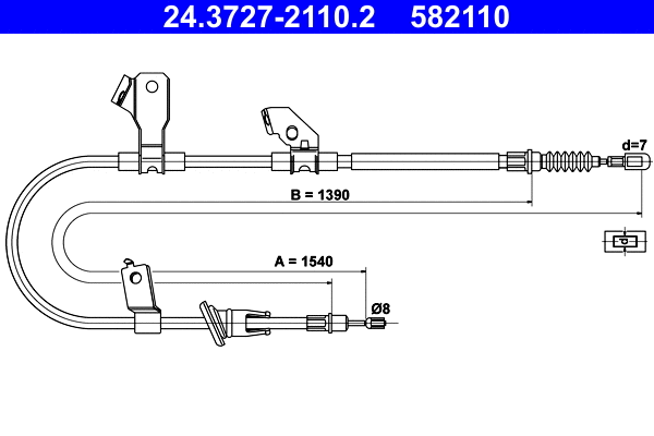 Cable Pull, parking brake (24.3727-2110.2)