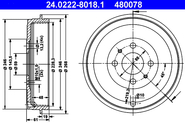 Brake Drum (24.0222-8018.1)