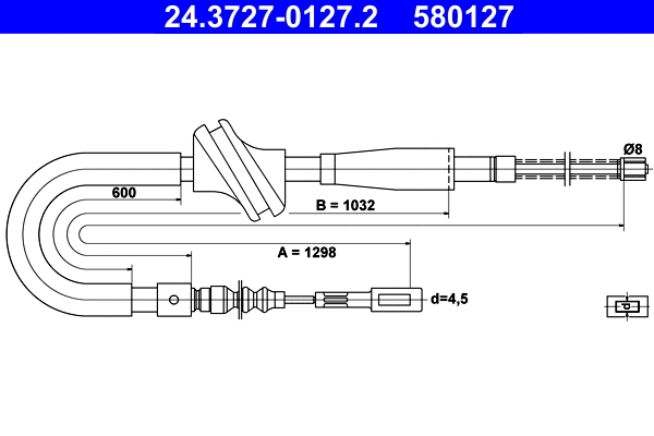 Cable Pull, parking brake (24.3727-0127.2)
