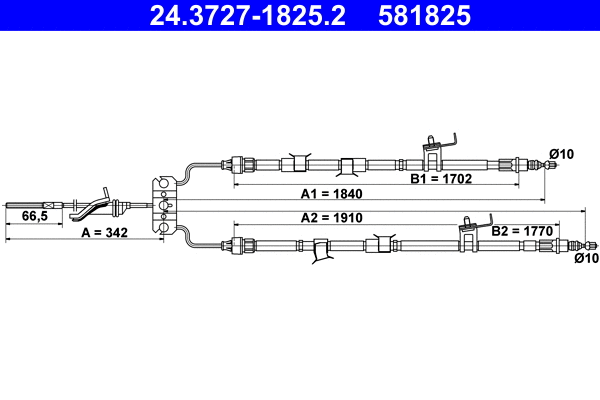Cable Pull, parking brake (24.3727-1825.2)