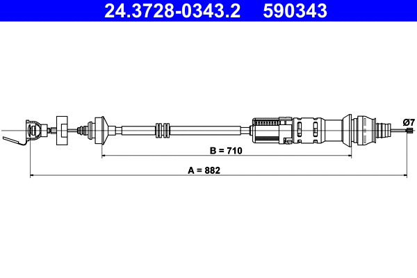 Cable Pull, clutch control (24.3728-0343.2)