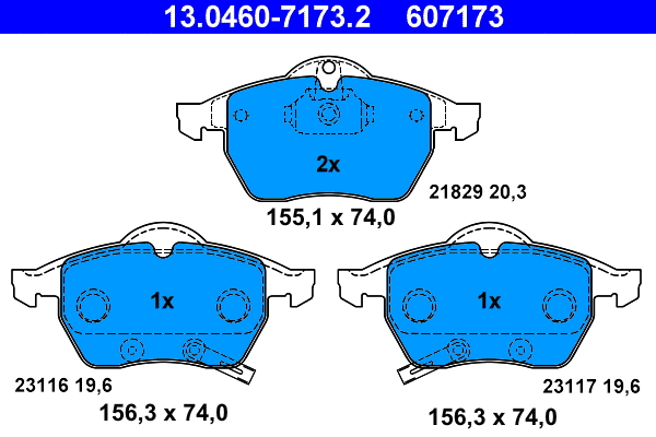 Brake Pad Set, disc brake (13.0460-7173.2)