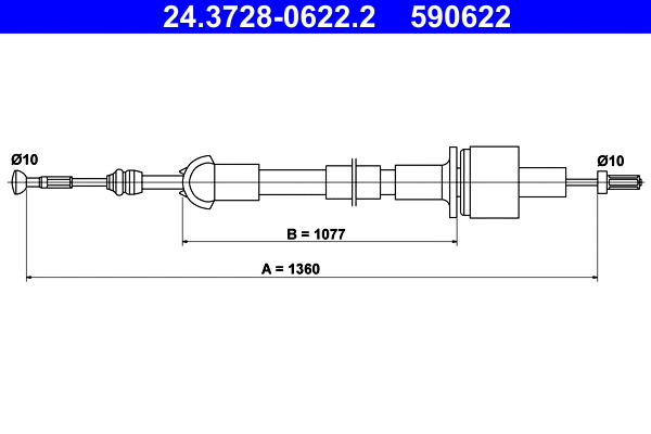 Cable Pull, clutch control (24.3728-0622.2)