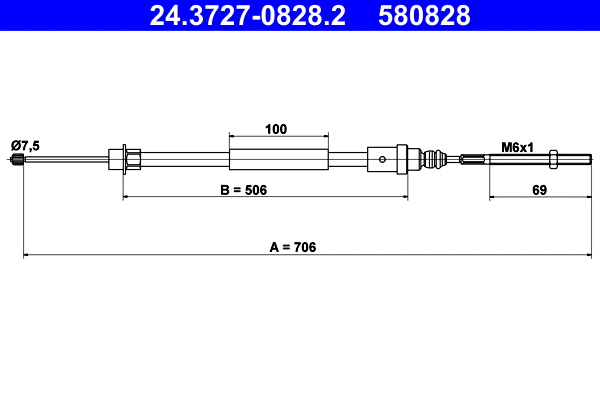 Cable Pull, parking brake (24.3727-0828.2)