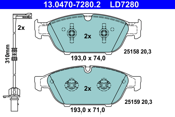 Brake Pad Set, disc brake (13.0470-7280.2)