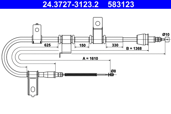 Cable Pull, parking brake (24.3727-3123.2)