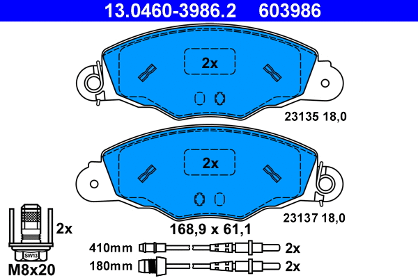 Brake Pad Set, disc brake (13.0460-3986.2)