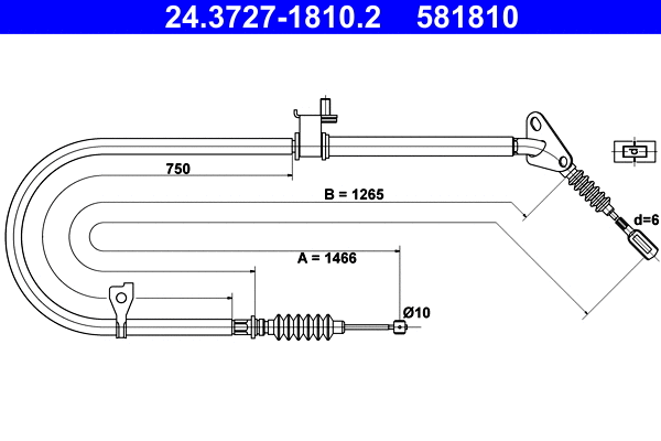 Cable Pull, parking brake (24.3727-1810.2)