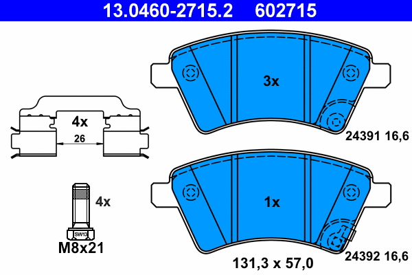 Brake Pad Set, disc brake (13.0460-2715.2)