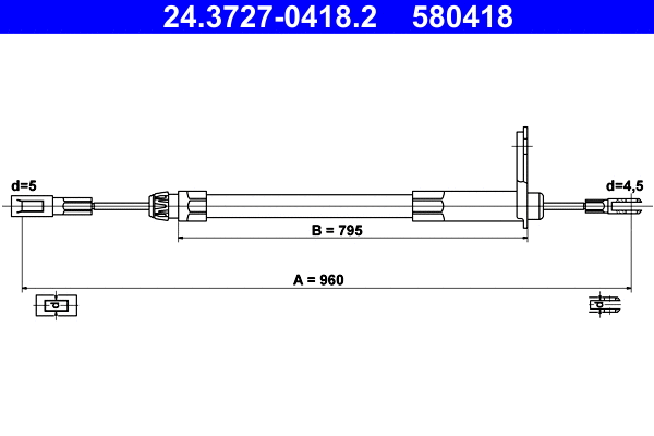 Cable Pull, parking brake (24.3727-0418.2)
