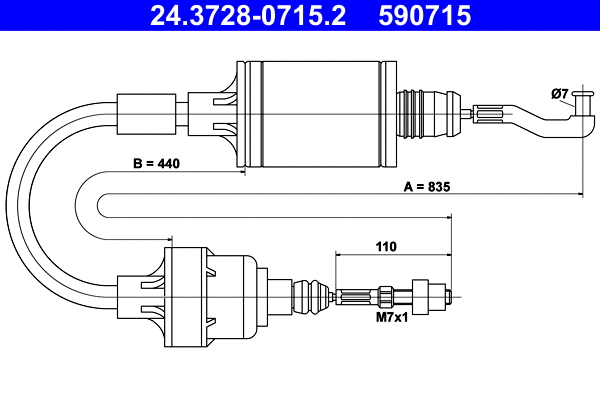 Cable Pull, clutch control (24.3728-0715.2)