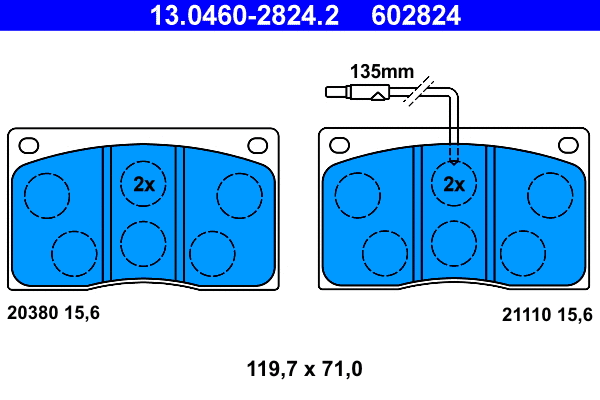 Brake Pad Set, disc brake (13.0460-2824.2)