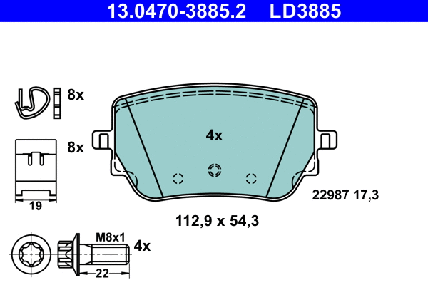 Brake Pad Set, disc brake (13.0470-3885.2)