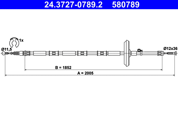 Cable Pull, parking brake (24.3727-0789.2)
