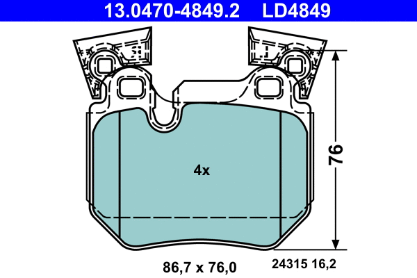 Brake Pad Set, disc brake (13.0470-4849.2)