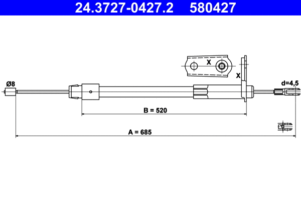 Cable Pull, parking brake (24.3727-0427.2)