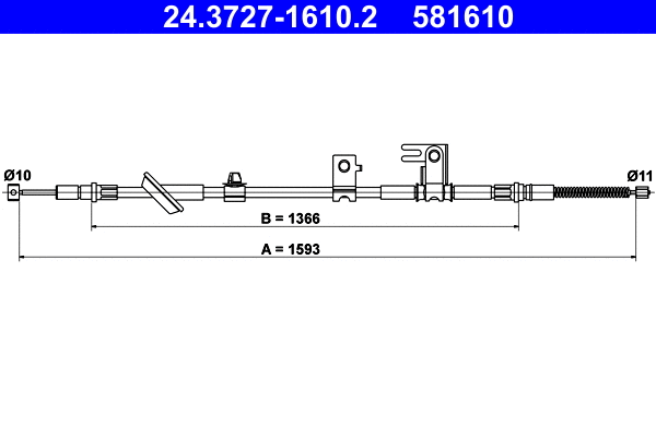 Cable Pull, parking brake (24.3727-1610.2)