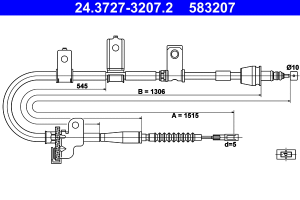 Cable Pull, parking brake (24.3727-3207.2)