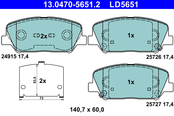 Brake Pad Set, disc brake (13.0470-5651.2)