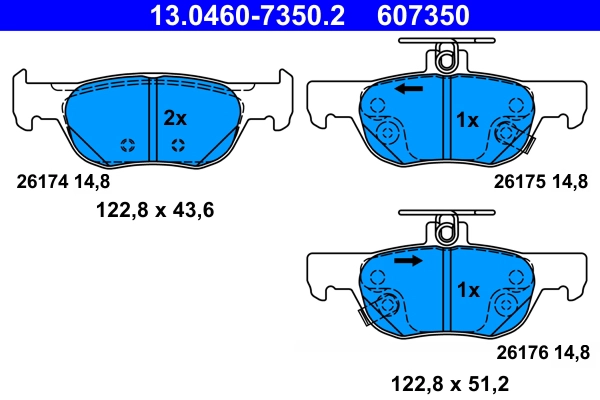 Brake Pad Set, disc brake (13.0460-7350.2)