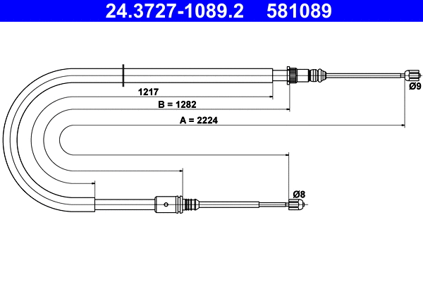 Cable Pull, parking brake (24.3727-1089.2)
