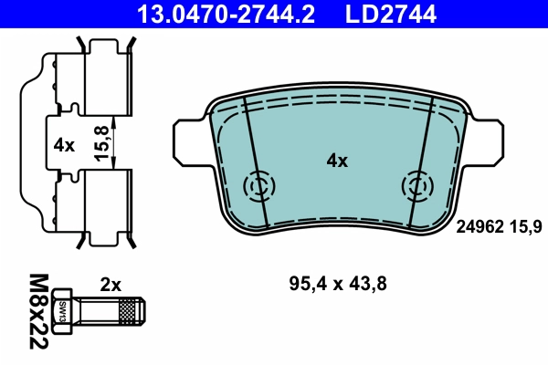 Brake Pad Set, disc brake (13.0470-2744.2)