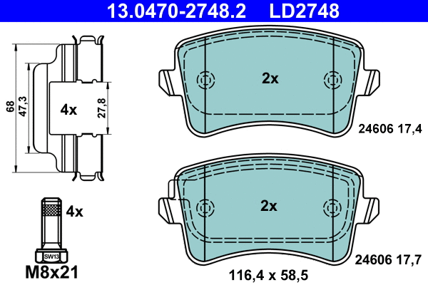 Brake Pad Set, disc brake (13.0470-2748.2)