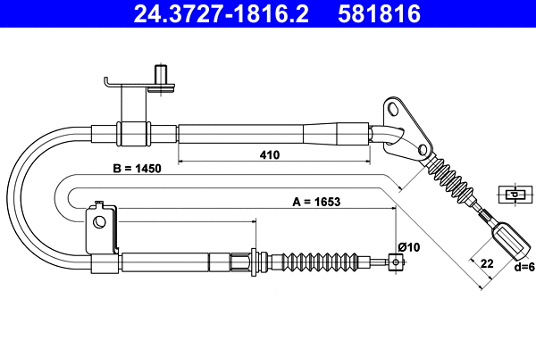Cable Pull, parking brake (24.3727-1816.2)