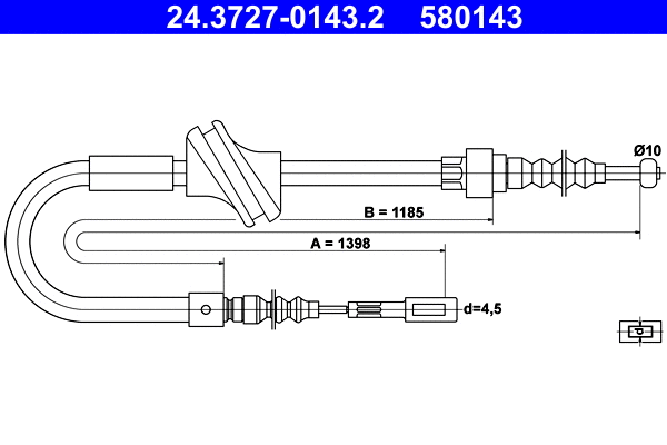 Cable Pull, parking brake (24.3727-0143.2)