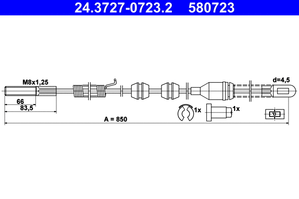 Cable Pull, parking brake (24.3727-0723.2)