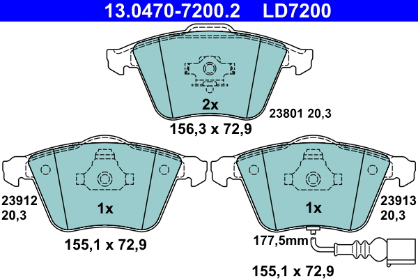 Brake Pad Set, disc brake (13.0470-7200.2)