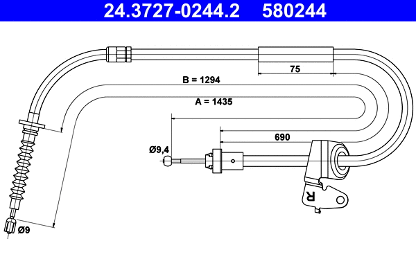 Cable Pull, parking brake (24.3727-0244.2)