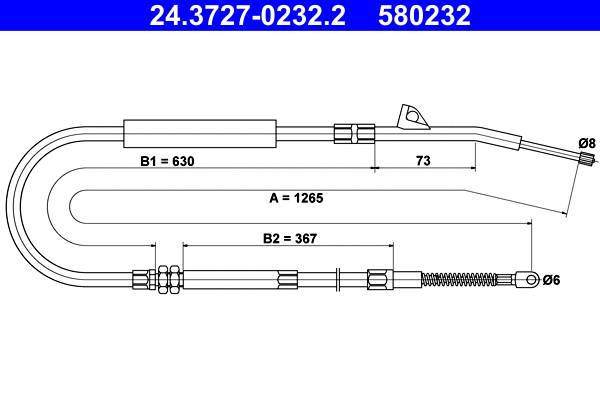 Cable Pull, parking brake (24.3727-0232.2)