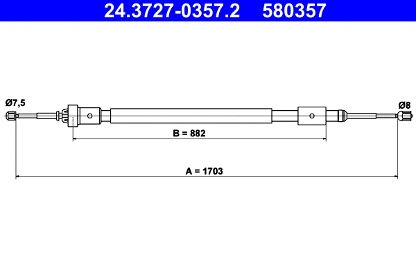 Cable Pull, parking brake (24.3727-0357.2)