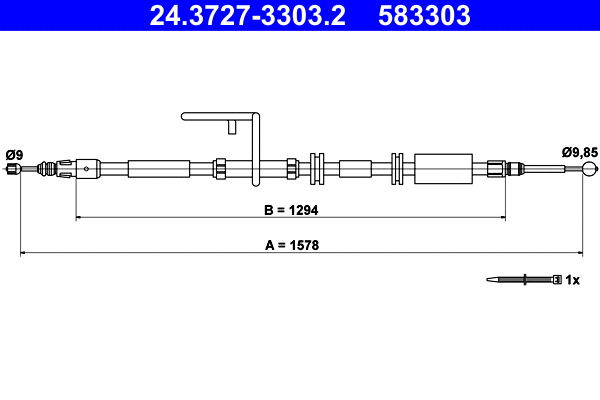 Cable Pull, parking brake (24.3727-3303.2)