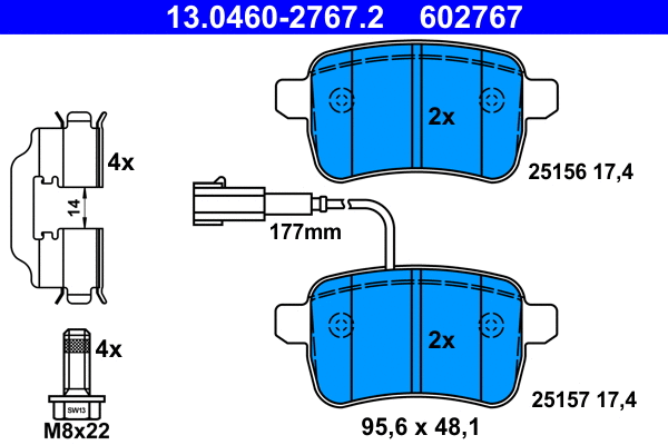 Brake Pad Set, disc brake (13.0460-2767.2)