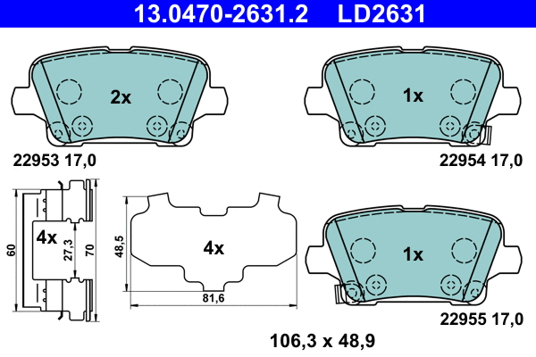 Brake Pad Set, disc brake (13.0470-2631.2)