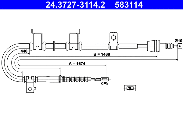 Cable Pull, parking brake (24.3727-3114.2)