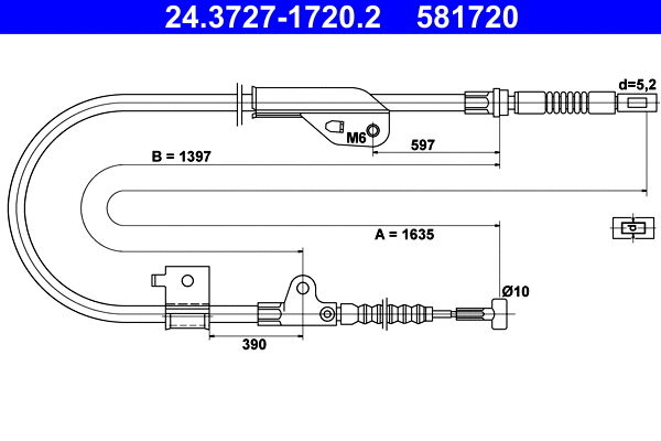 Cable Pull, parking brake (24.3727-1720.2)