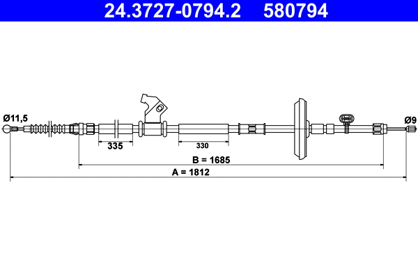 Cable Pull, parking brake (24.3727-0794.2)