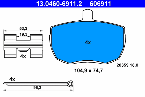 Brake Pad Set, disc brake (13.0460-6911.2)