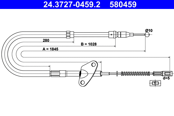 Cable Pull, parking brake (24.3727-0459.2)