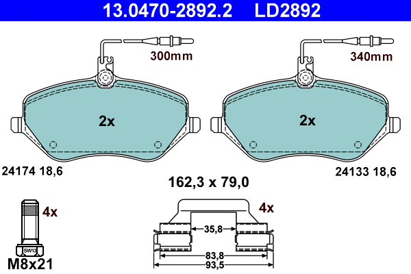 Brake Pad Set, disc brake (13.0470-2892.2)