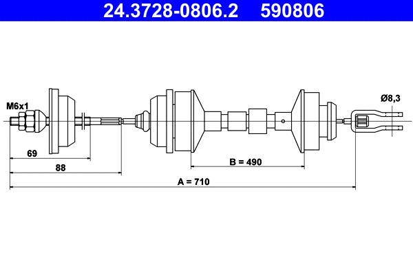 Cable Pull, clutch control (24.3728-0806.2)