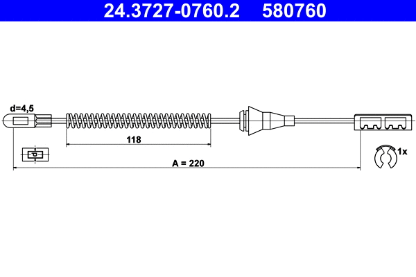 Cable Pull, parking brake (24.3727-0760.2)