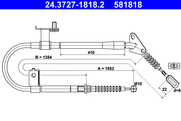 Cable Pull, parking brake (24.3727-1818.2)