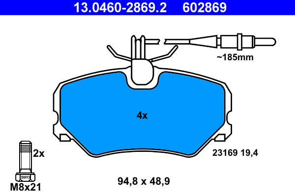 Brake Pad Set, disc brake (13.0460-2869.2)